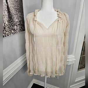 Free the roses sheer cream blouse size small